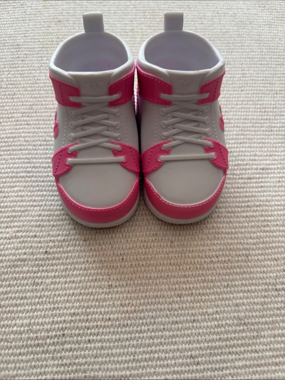 Disney ily 4Ever pink & white high top 18-inch doll shoes.